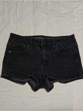 black high rise shortie shorts